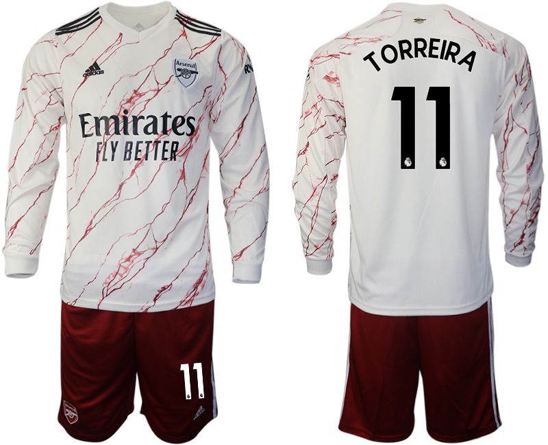Men 2020-2021 club Arsenal away long sleeve #11 white Soccer Jerseys->->Soccer Club Jersey